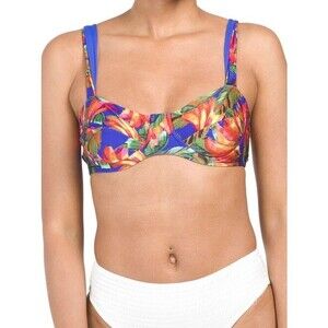 Farm Rio Underwire Spaghetti Strap Bikini Top, Banana Mix, Size Small, New